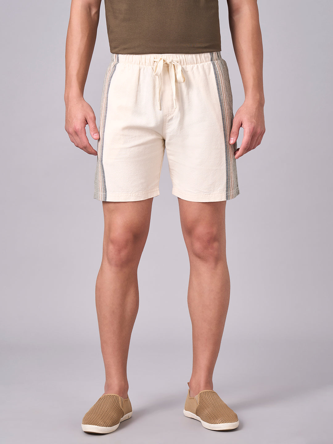 Men's Natural 100% Cotton Regular Fit Shorts