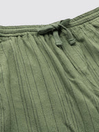 Men's Green Linen Viscose Regular Fit Shorts