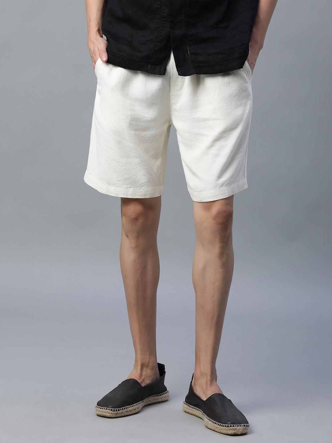 Men's Natural Linen Viscose Regular Fit Shorts
