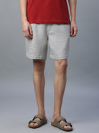 Men's Grey 100% Cotton Regular Fit Shorts