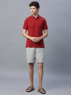 Men's Grey 100% Cotton Regular Fit Shorts