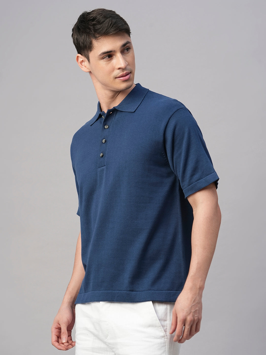 Men's Dark Blue 100% Cotton Regular Fit Tshirt