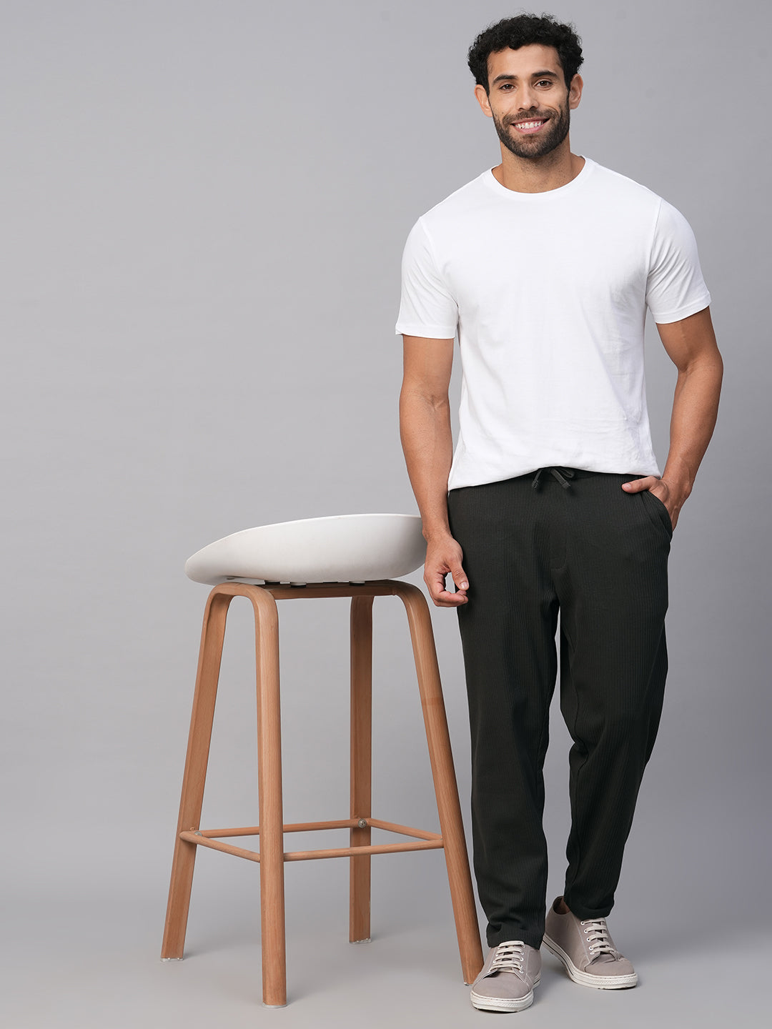 Men's Cotton Elastane Grey Regular Fit Track Pant