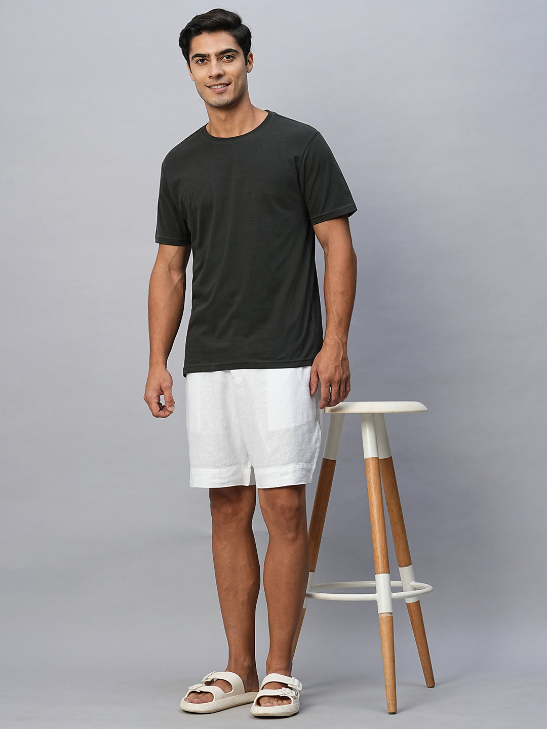 Men's Dark Grey Cotton Regular Fit Tshirts