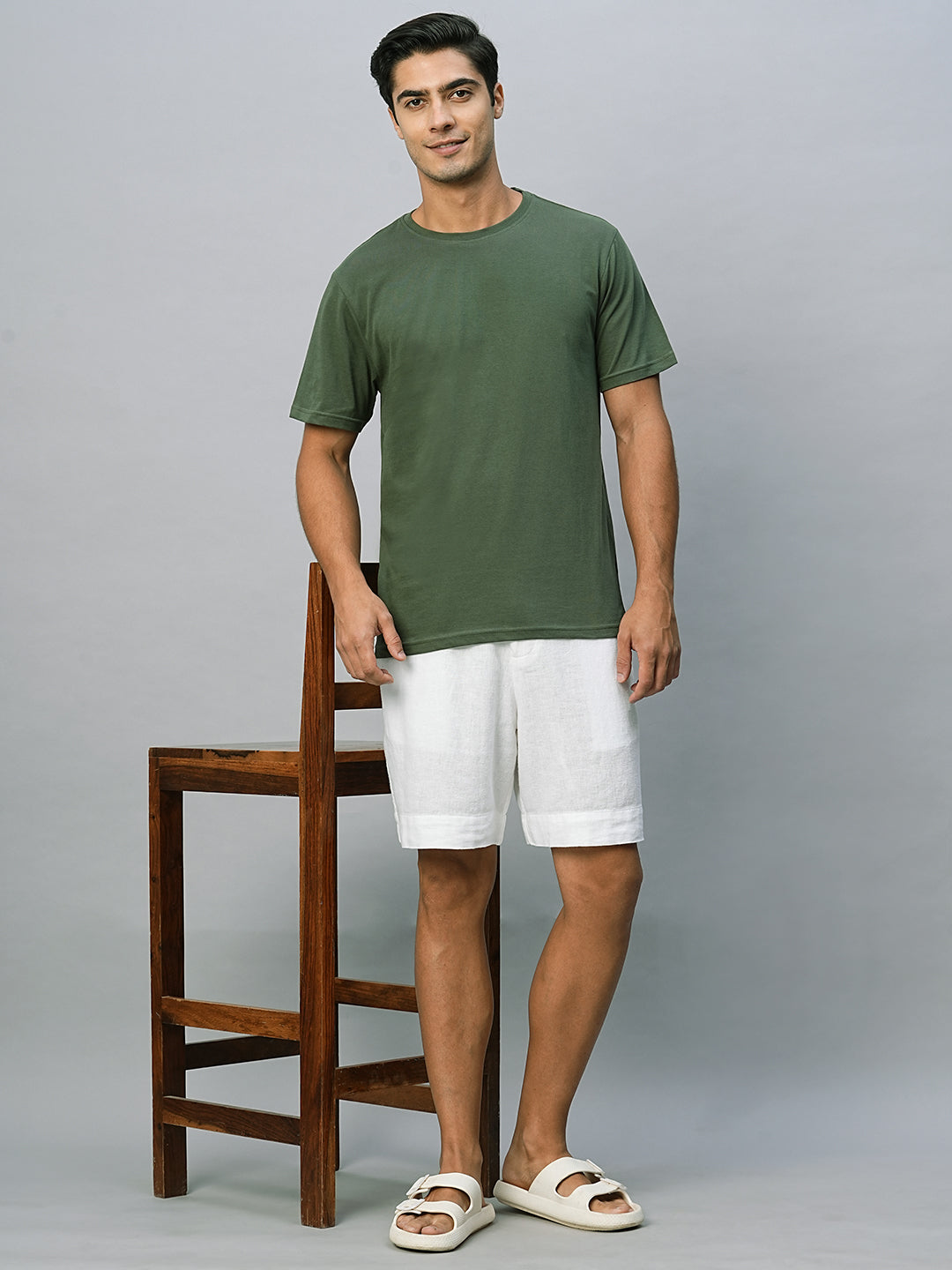 Men's Green Cotton Regular Fit Tshirts