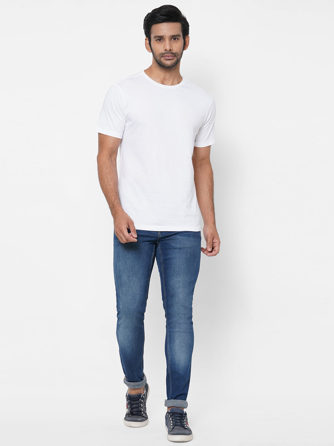Men's White Cotton Regular Fit Tshirts