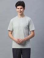 Men's Grey 100% Cotton Regular Fit Tshirt