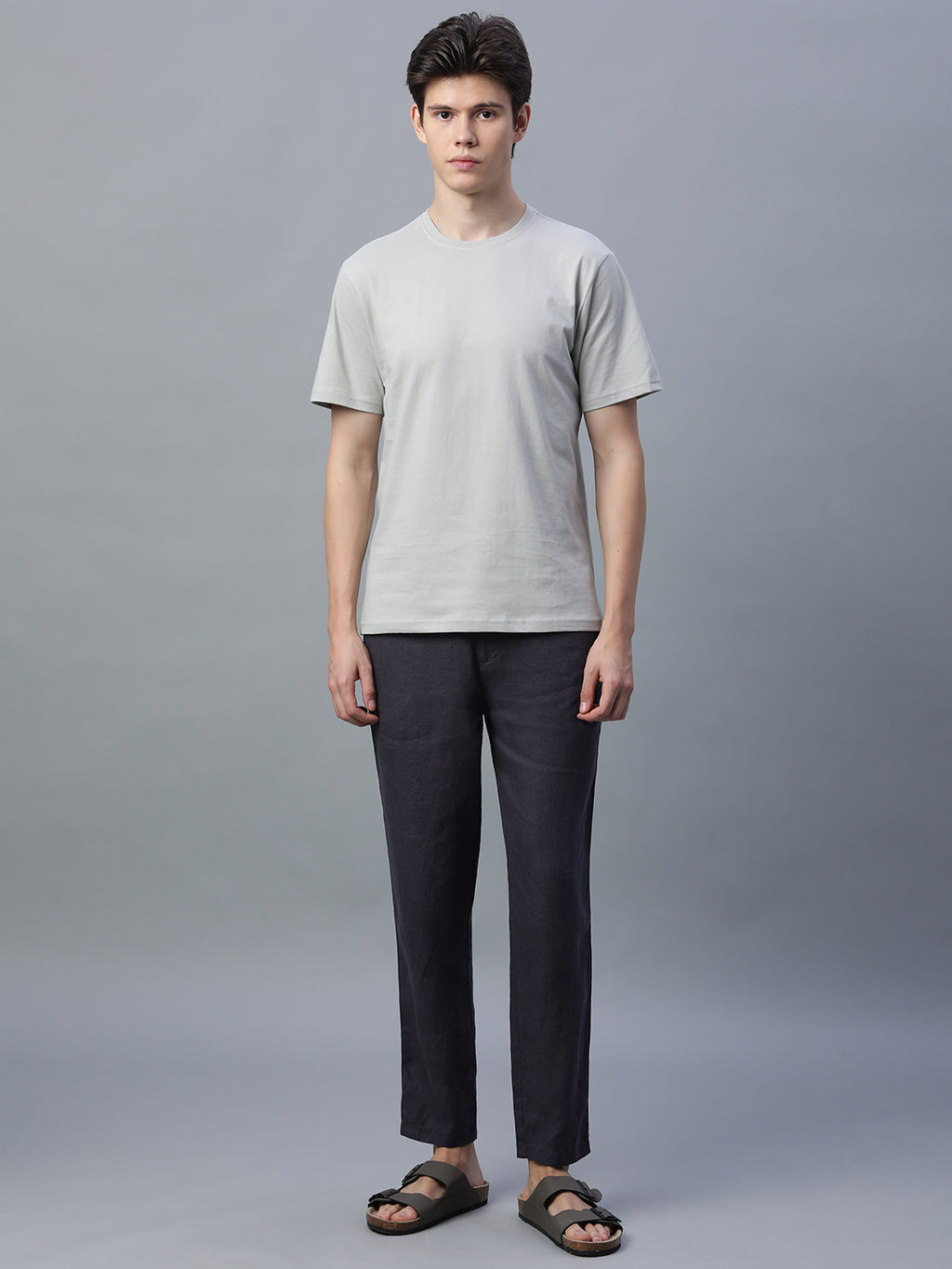 Men's Grey 100% Cotton Regular Fit Tshirt