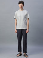 Men's Grey 100% Cotton Regular Fit Tshirt