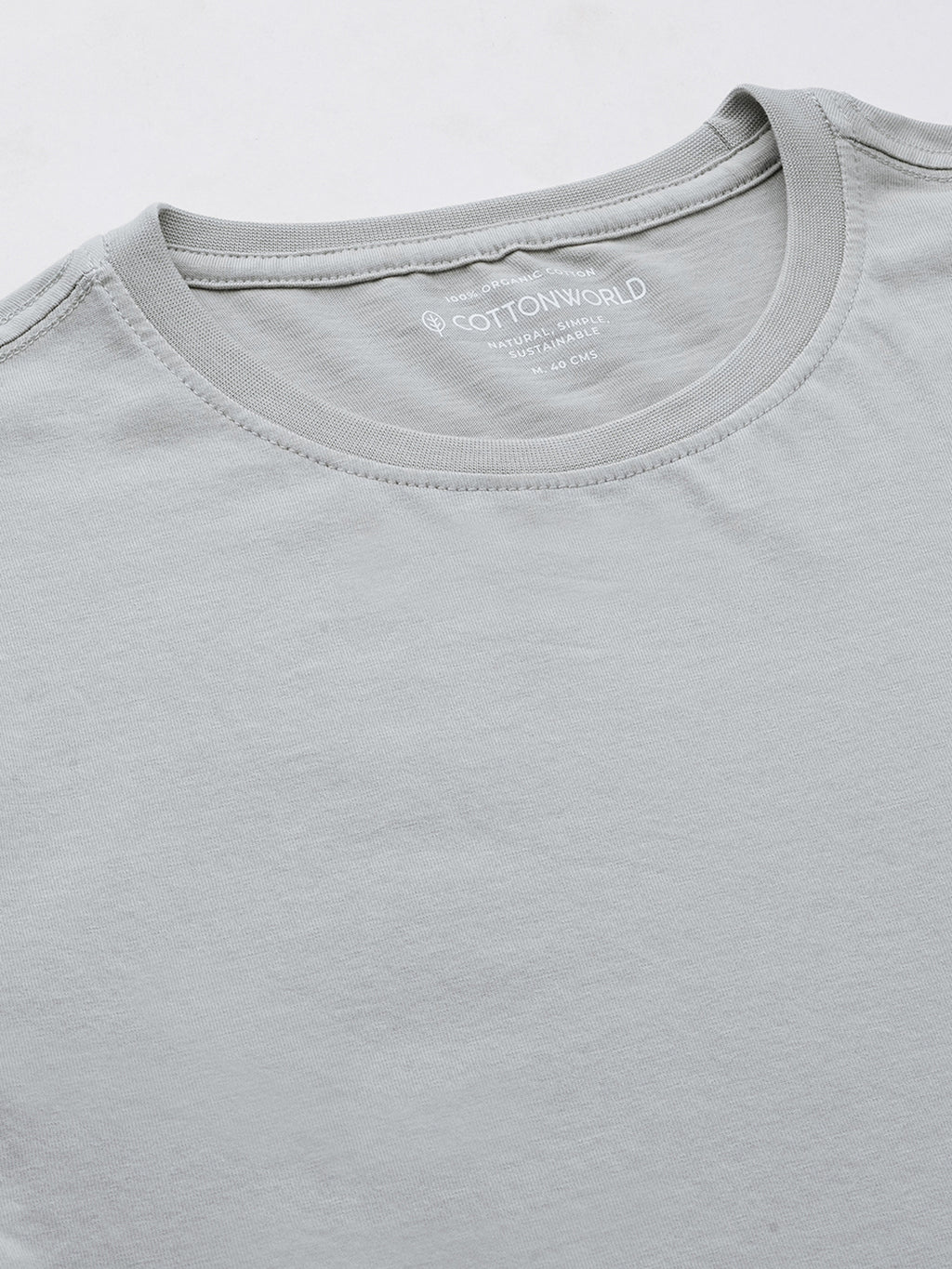 Men's Grey 100% Cotton Regular Fit Tshirt