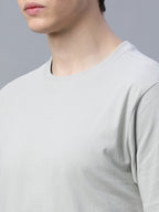 Men's Grey 100% Cotton Regular Fit Tshirt