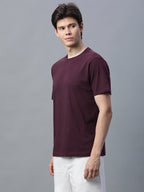 Men's Wine 100% Cotton Regular Fit Tshirt