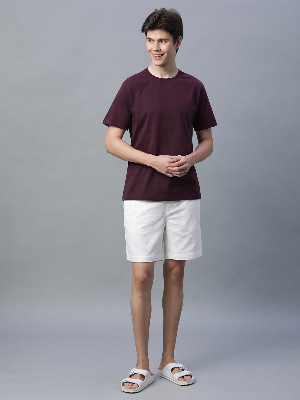 Men's Wine 100% Cotton Regular Fit Tshirt