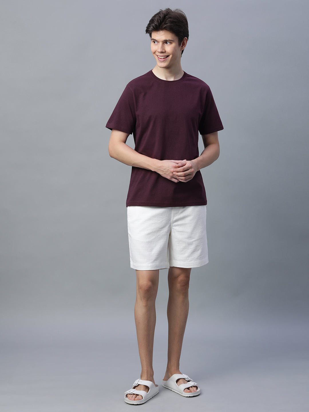 Men's Wine 100% Cotton Regular Fit Tshirt