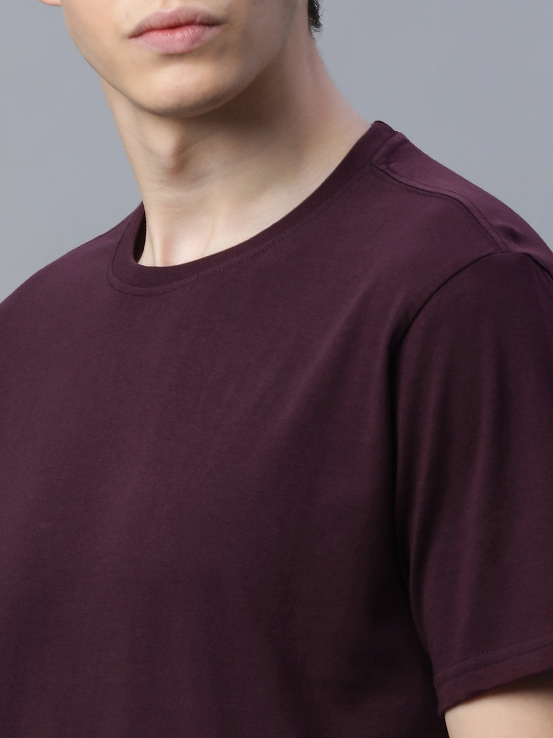 Men's Wine 100% Cotton Regular Fit Tshirt