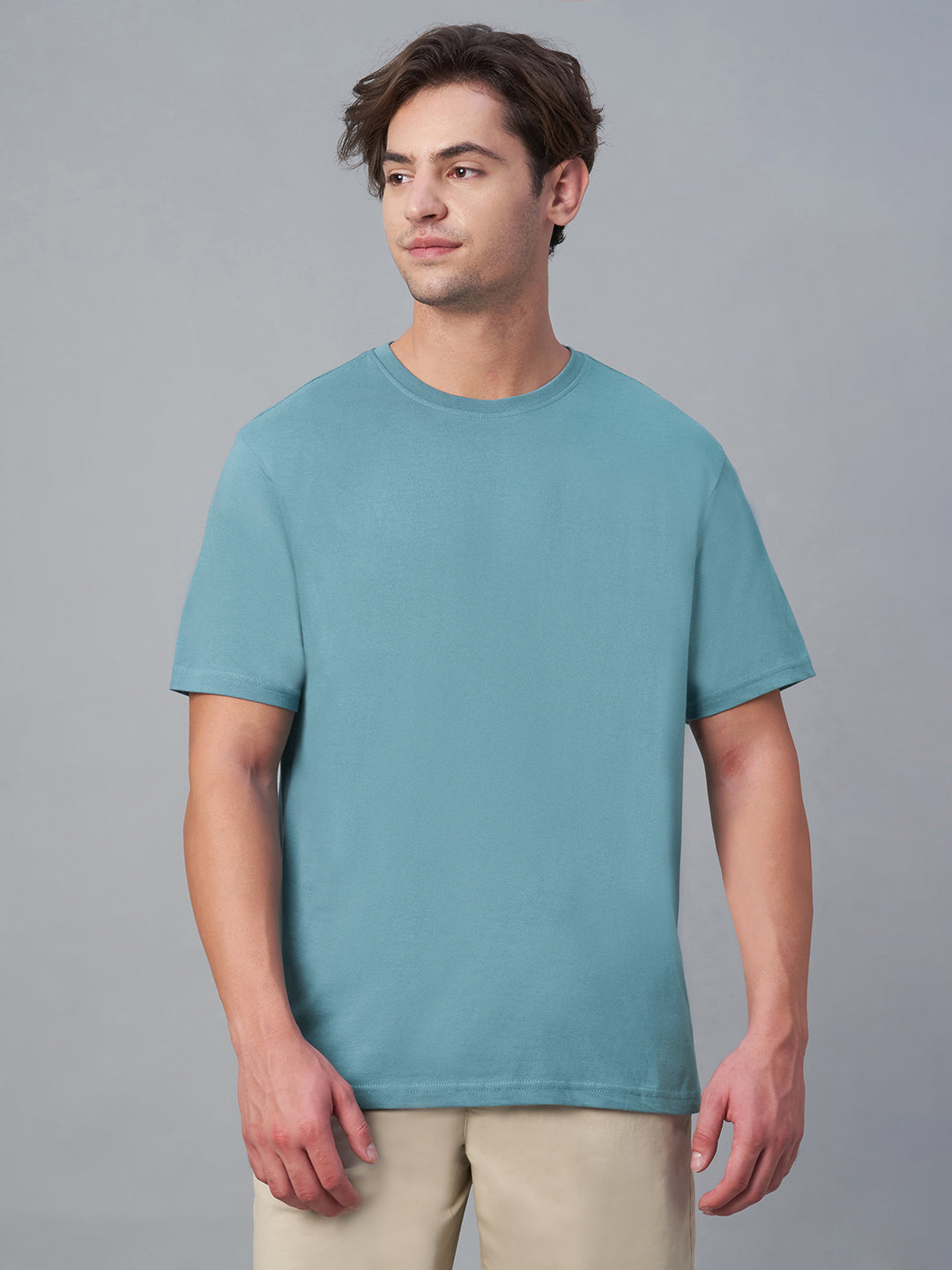 Men's Blue 100% Cotton Regular Fit Tshirt