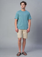 Men's Blue 100% Cotton Regular Fit Tshirt