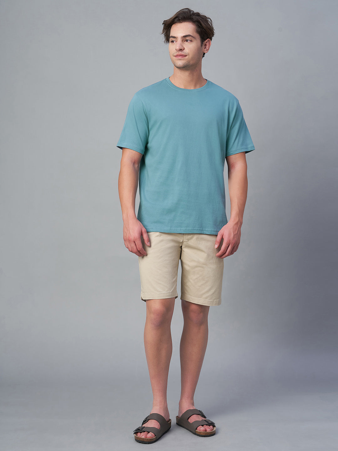 Men's Blue 100% Cotton Regular Fit Tshirt