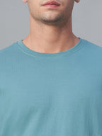 Men's Blue 100% Cotton Regular Fit Tshirt