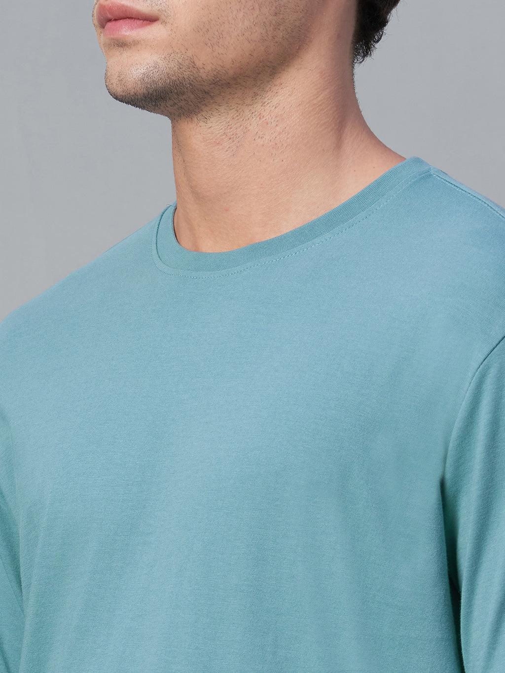 Men's Blue 100% Cotton Regular Fit Tshirt