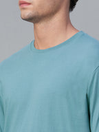 Men's Blue 100% Cotton Regular Fit Tshirt