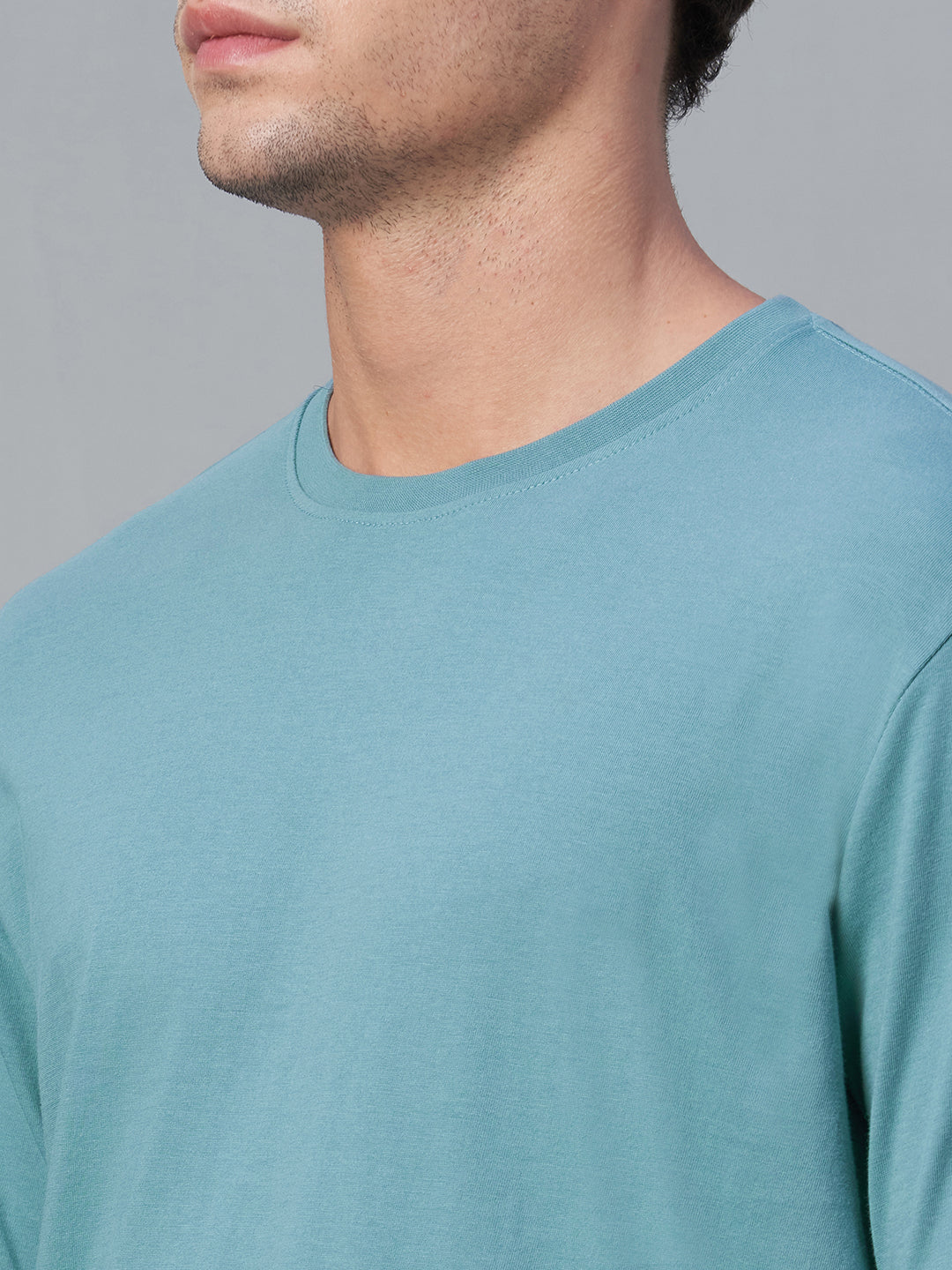 Men's Blue 100% Cotton Regular Fit Tshirt