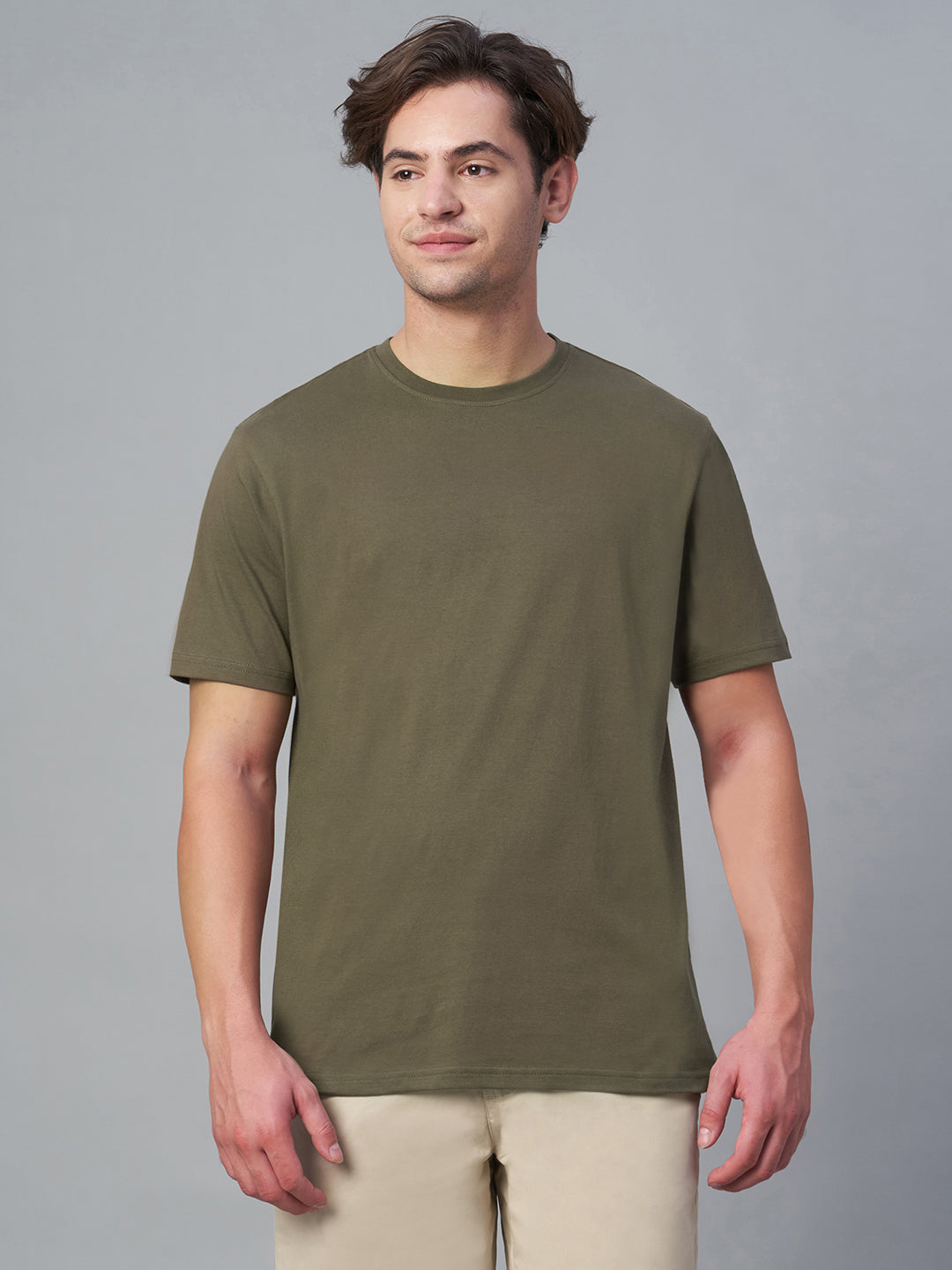 Men's Brown 100% Cotton Regular Fit Tshirt