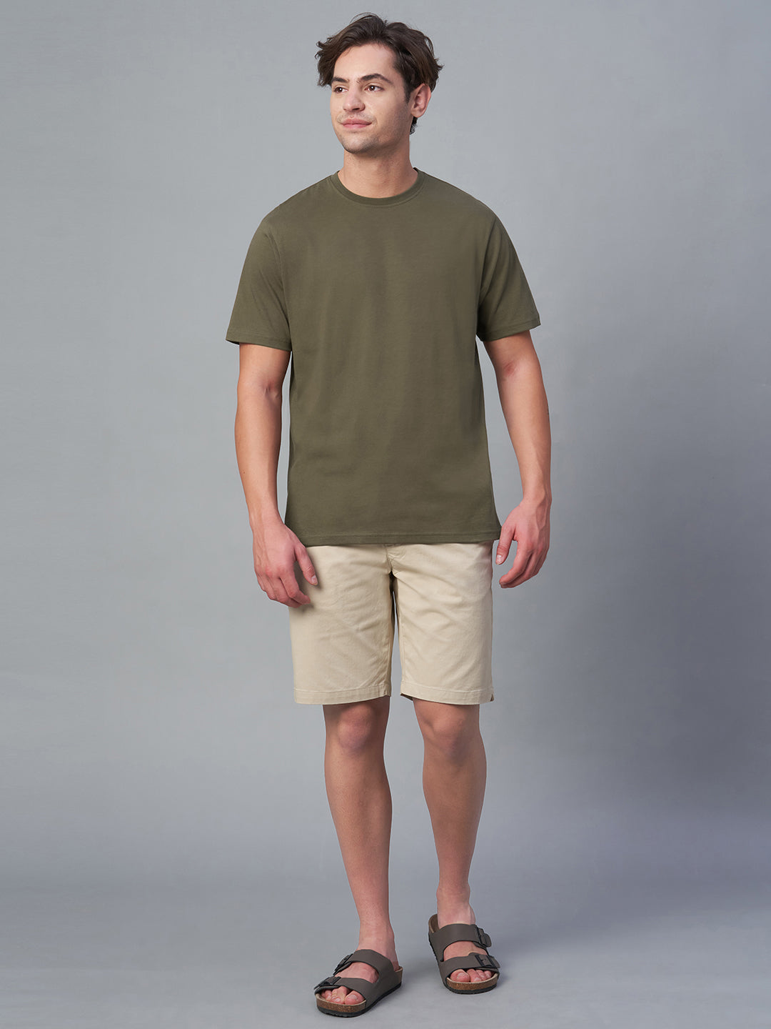 Men's Brown 100% Cotton Regular Fit Tshirt
