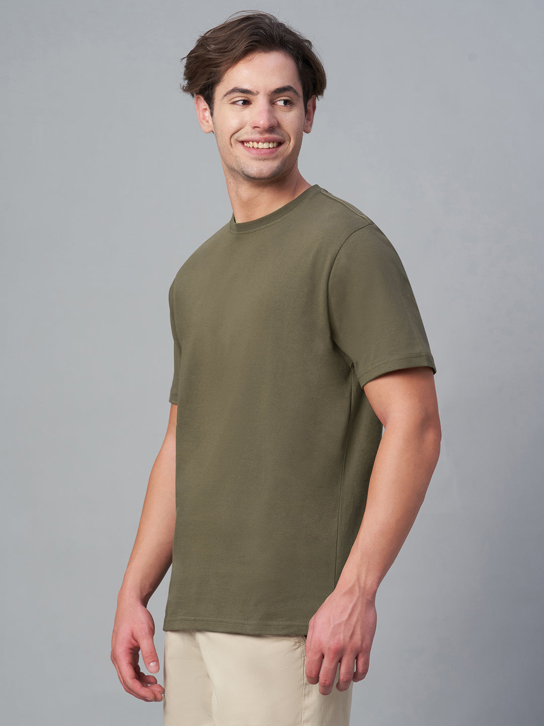 Men's Brown 100% Cotton Regular Fit Tshirt
