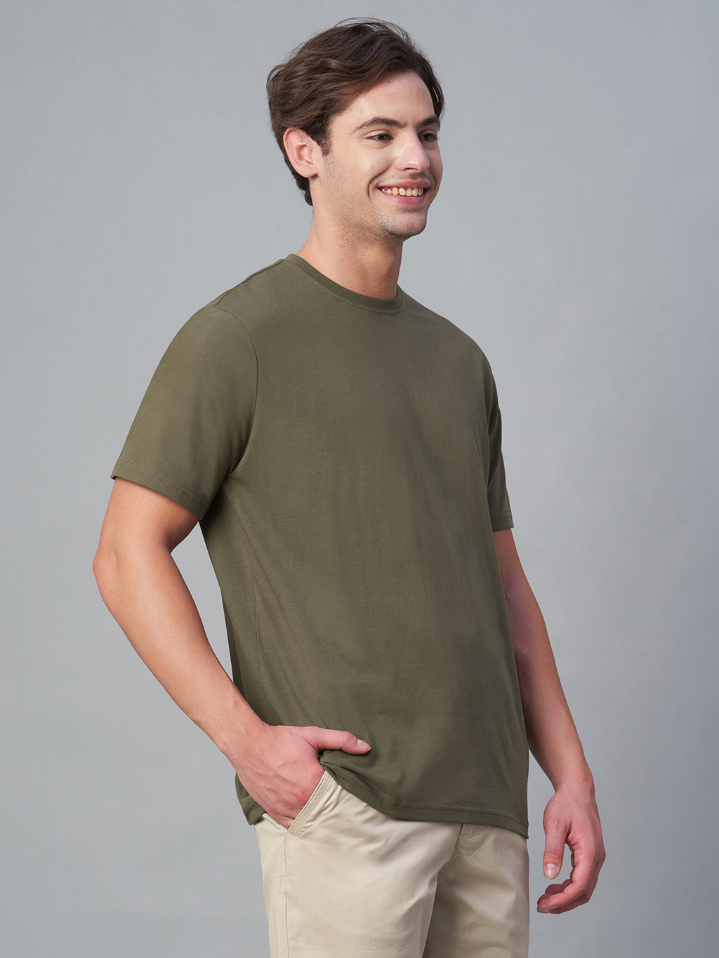 Men's Brown 100% Cotton Regular Fit Tshirt