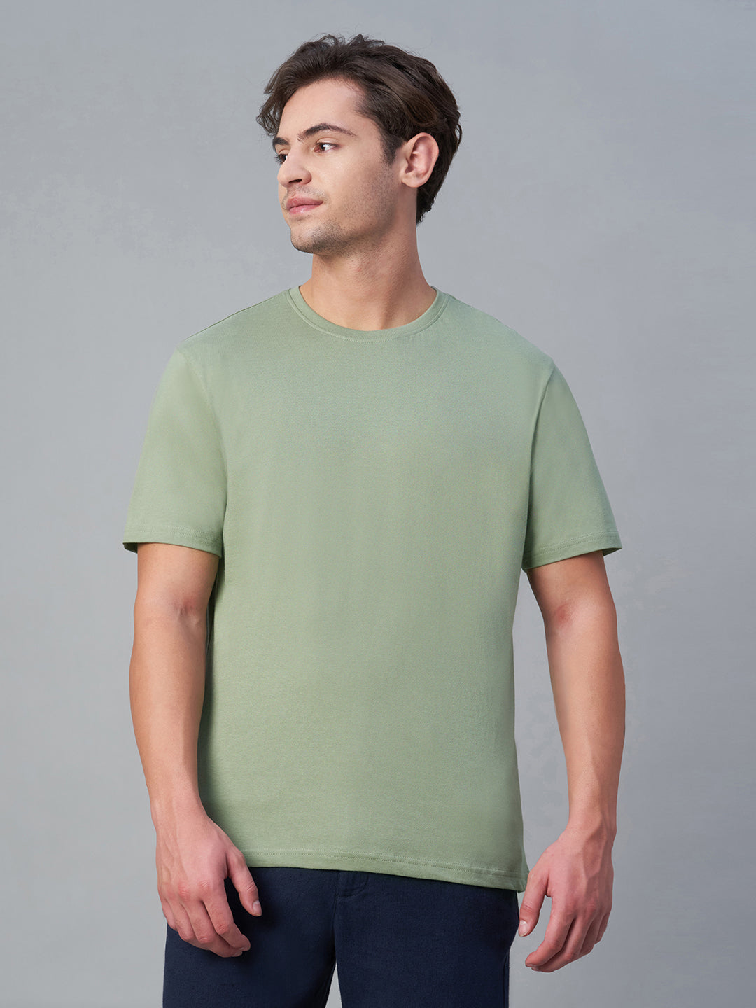 Men's Green 100% Cotton Regular Fit Tshirt