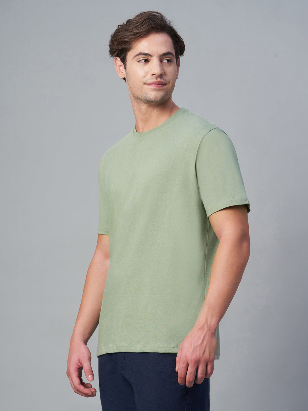 Men's Green 100% Cotton Regular Fit Tshirt