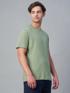 Men's Green 100% Cotton Regular Fit Tshirt