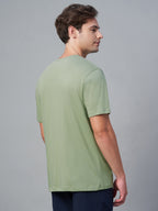 Men's Green 100% Cotton Regular Fit Tshirt