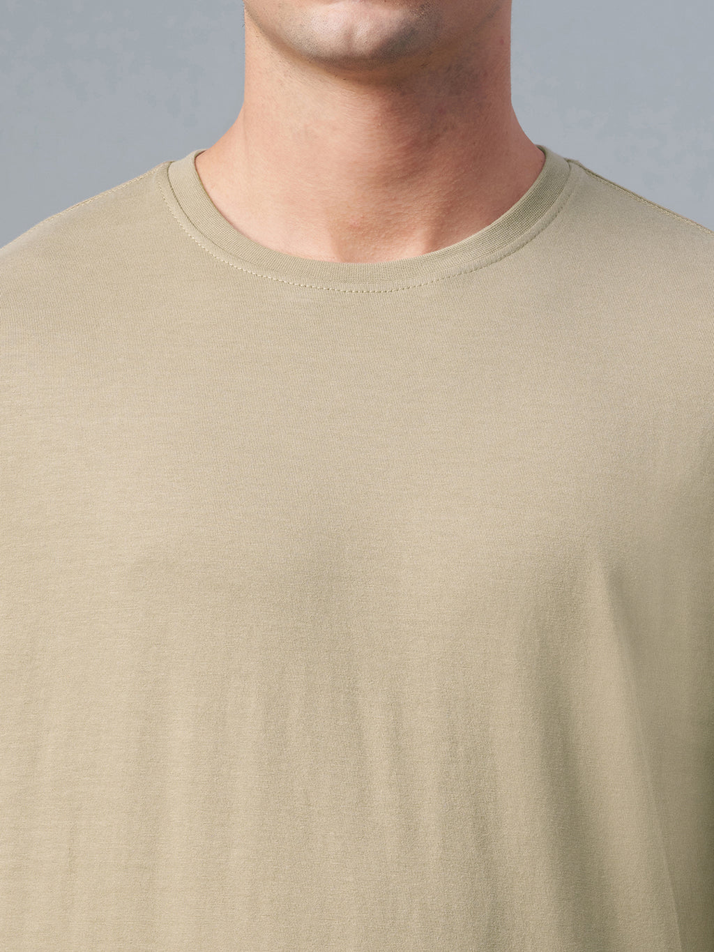 Men's Khaki 100% Cotton Regular Fit Tshirt