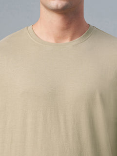 Men’s Cotton Regular Fit Round Neck T-Shirt Khaki