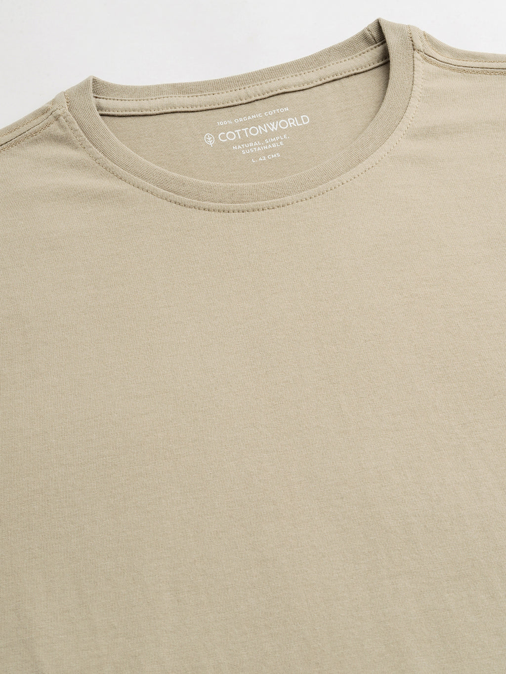 Men's Khaki 100% Cotton Regular Fit Tshirt