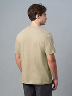 Men's Khaki 100% Cotton Regular Fit Tshirt