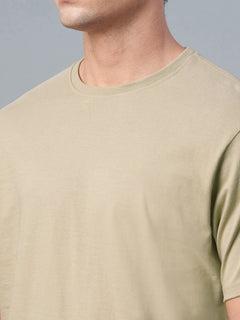Men’s Cotton Regular Fit Round Neck T-Shirt Khaki