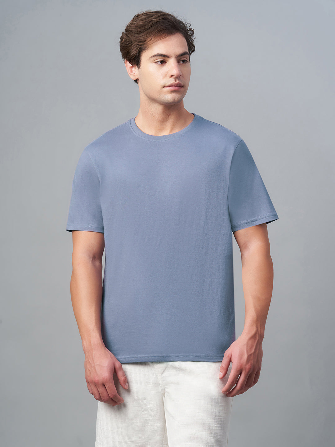 Men's Lavender 100% Cotton Regular Fit Tshirt