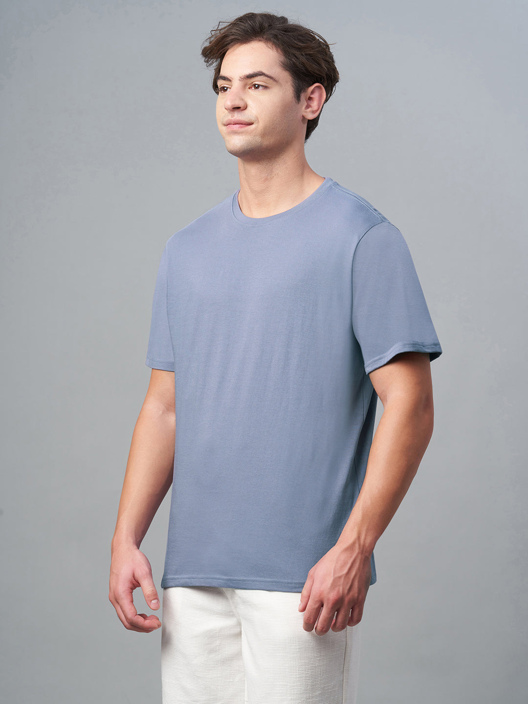 Men's Lavender 100% Cotton Regular Fit Tshirt