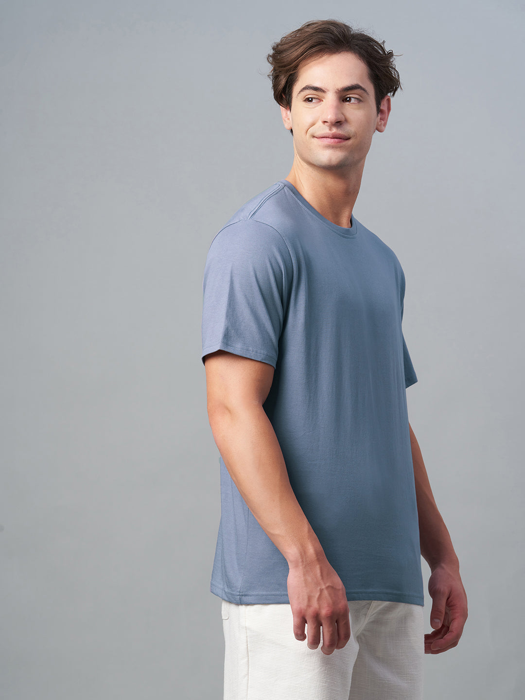 Men's Lavender 100% Cotton Regular Fit Tshirt