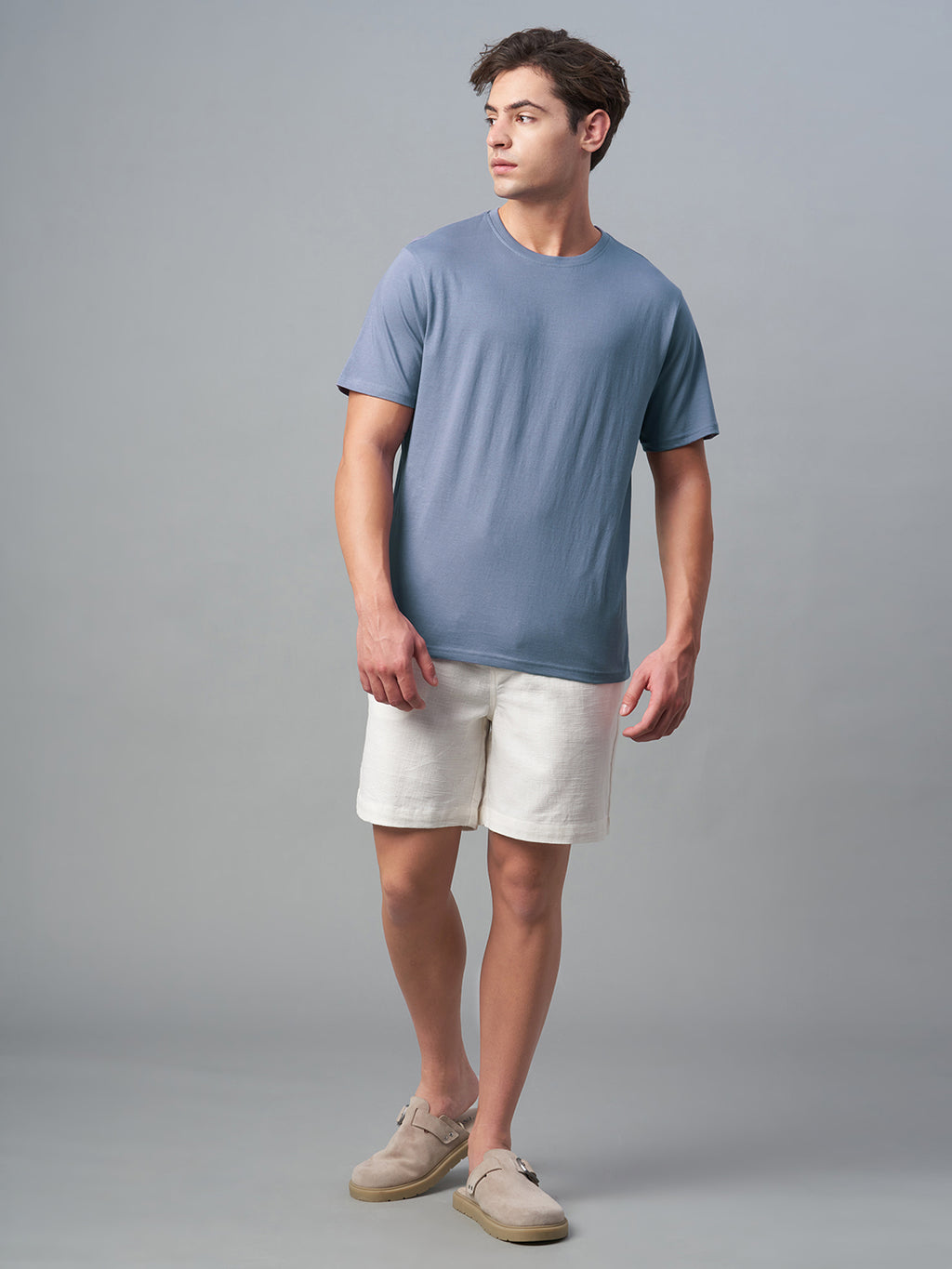 Men's Lavender 100% Cotton Regular Fit Tshirt