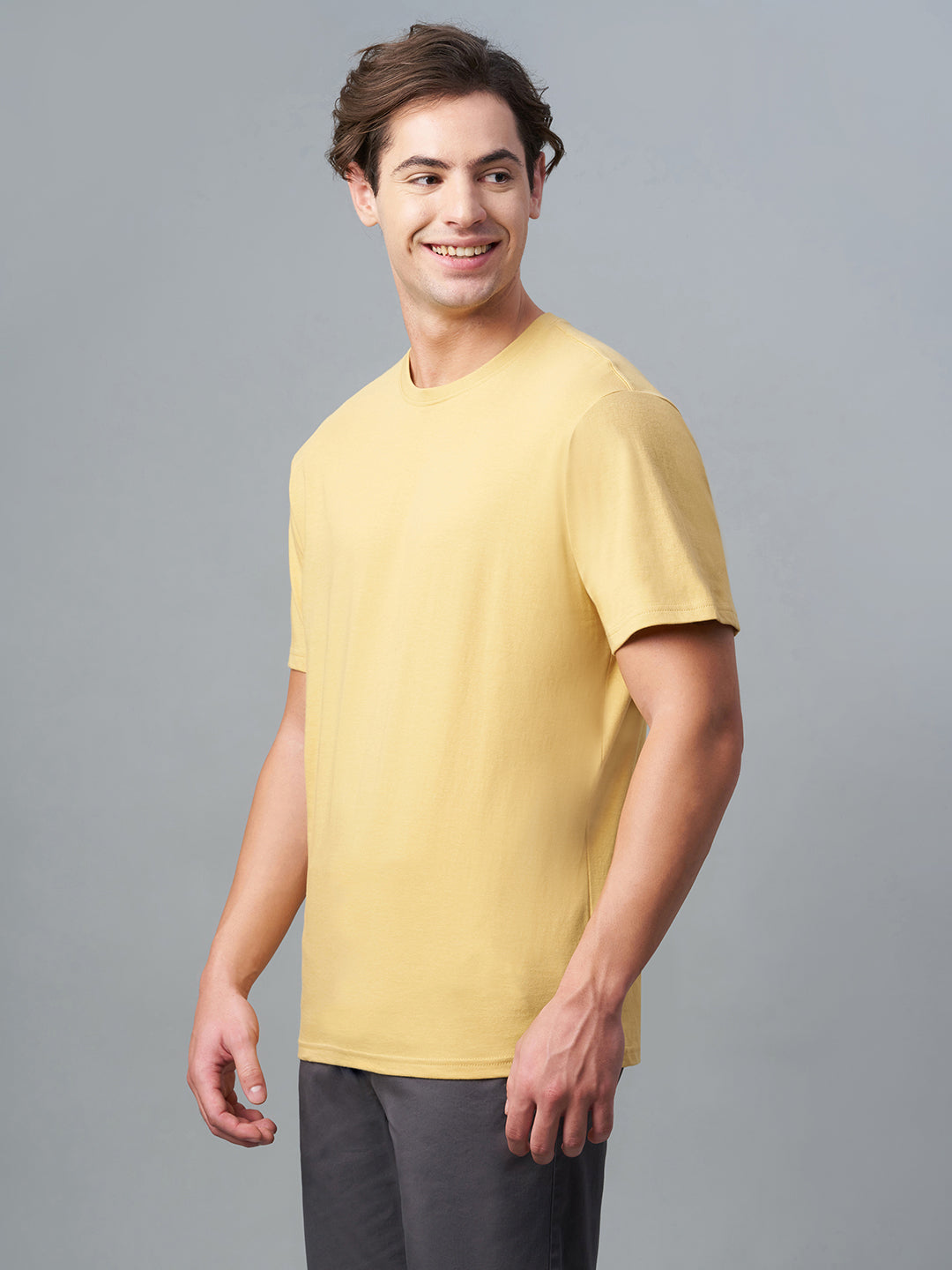 Men's Mustard 100% Cotton Regular Fit Tshirt