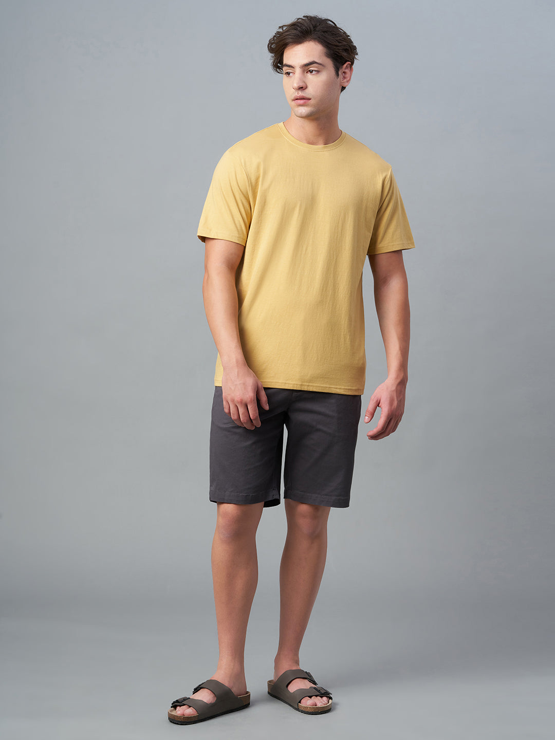 Men's Mustard 100% Cotton Regular Fit Tshirt