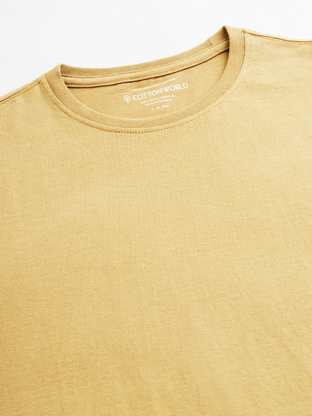 Men's Mustard 100% Cotton Regular Fit Tshirt