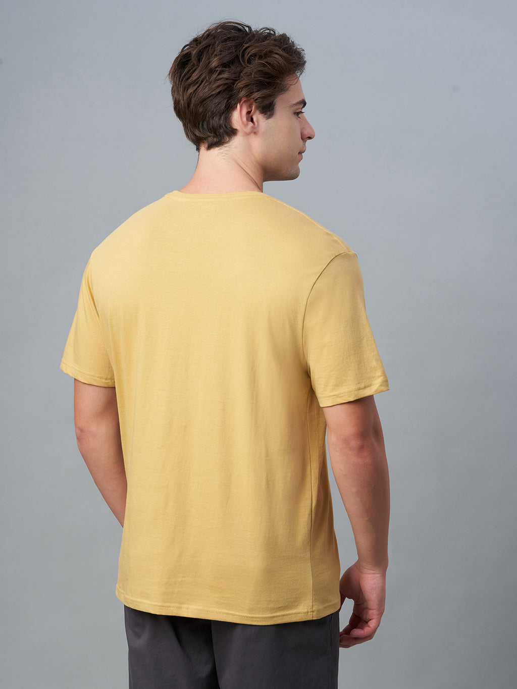 Men's Mustard 100% Cotton Regular Fit Tshirt