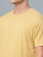 Men's Mustard 100% Cotton Regular Fit Tshirt