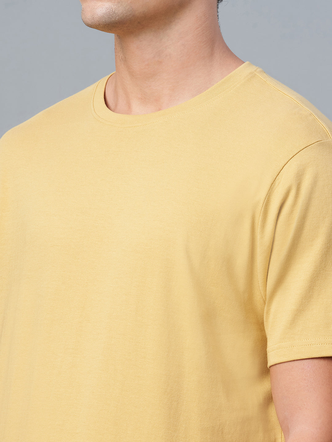 Men's Mustard 100% Cotton Regular Fit Tshirt
