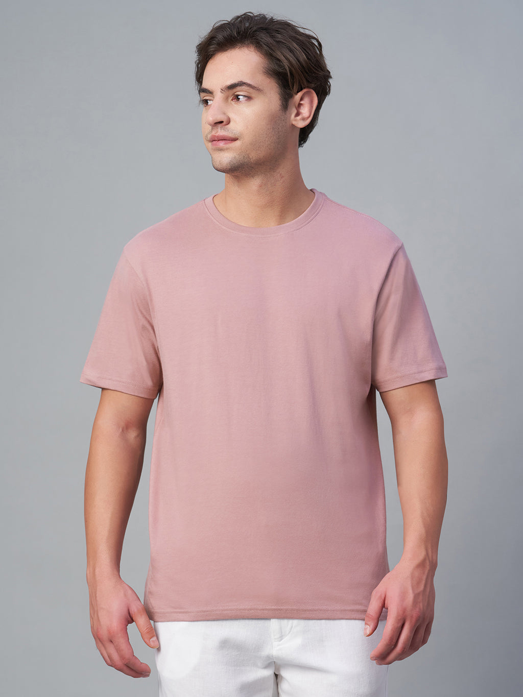 Men's Pink 100% Cotton Regular Fit Tshirt